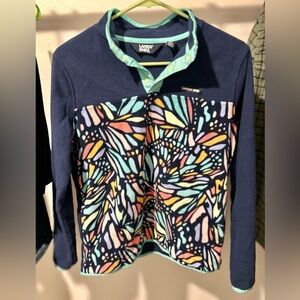 Lands' End Kids' Navy and Multicolor Butterfly fleece pullover